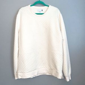 G by Guess Waffle Winter White Crew Neck Sweatshirt Size XXL